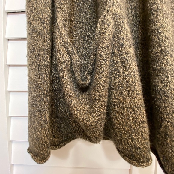 HARLOW brown and black drape front long sleeve cardigan - Picture 2 of 6